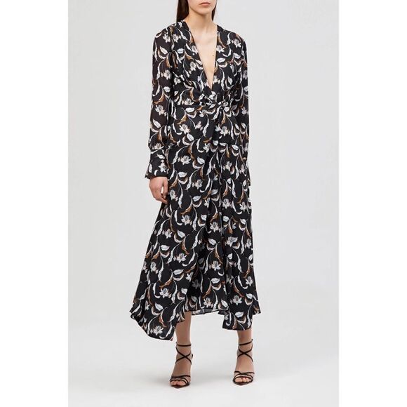 Acler garber floral midi flare dress size US2 - Picture 3 of 13